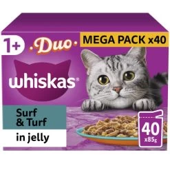 Whiskas 1+ Duo Surf & Turf In Jelly Wet Adult Cat Food