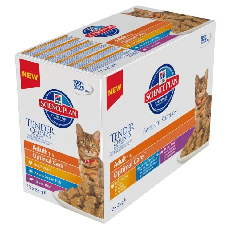 12 X 85g Hill's Science Plan Feline Chunks & Gravy Adult Pouch Multipack 3 12 X 85g Hill's Science Plan Feline Chunks & Gravy Adult Pouch Multipack