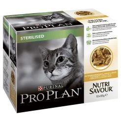 40 X Purina Pro Plan Cat Nutrisavour Sterilised With Chicken In Gravy 85g