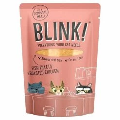 12 X Blink Fish Fillets & Roasted Chicken Cat Food Pouch 85g