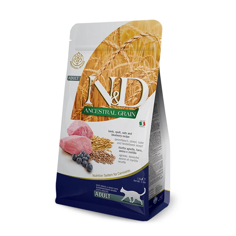 N&D Natural & Delicious Ancestral Grain Lamb & Oats Adult Dry Cat Food 3 N&D Natural & Delicious Ancestral Grain Lamb & Oats Adult Dry Cat Food
