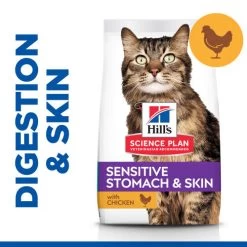 Hills Science Plan Adult Sensitive Stomach & Skin Dry Cat Food Chicken -Cat Supplies Store Thumbnail 1 604069 ionpl3