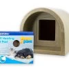 Mr Snugs Katden Cat Kennel & Self Heating Pet Pad - Stone -Cat Supplies Store img Sand with pet pad