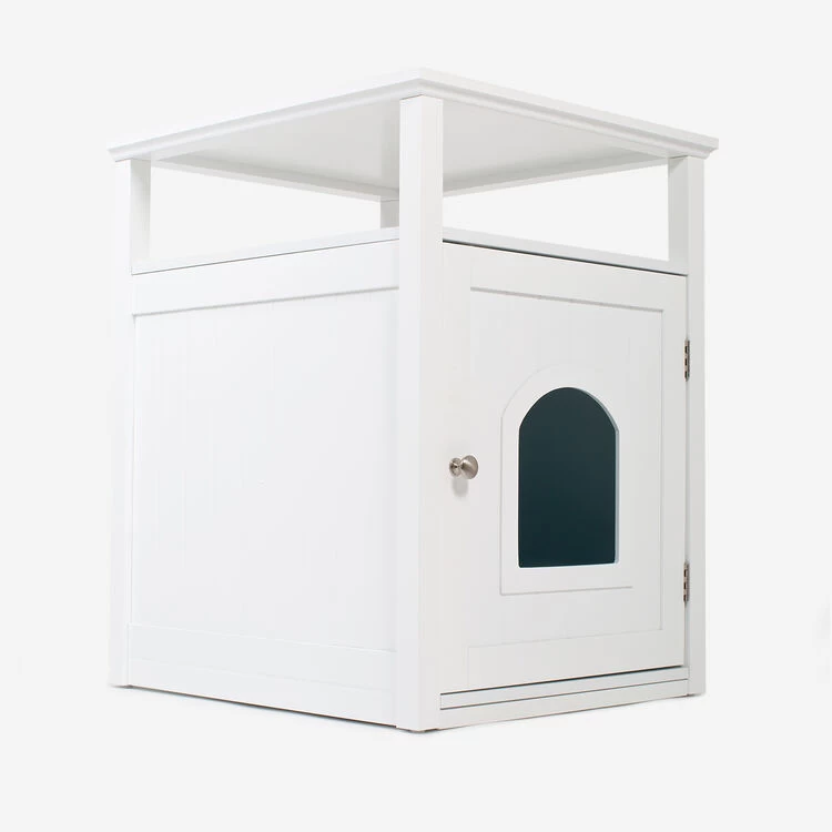 Lords & Labradors White Wooden Cat Washroom 3 Lords & Labradors White Wooden Cat Washroom