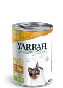 12 X Yarrah Organic Cat Pate Chicken With Spirulina & Seaweed 400g